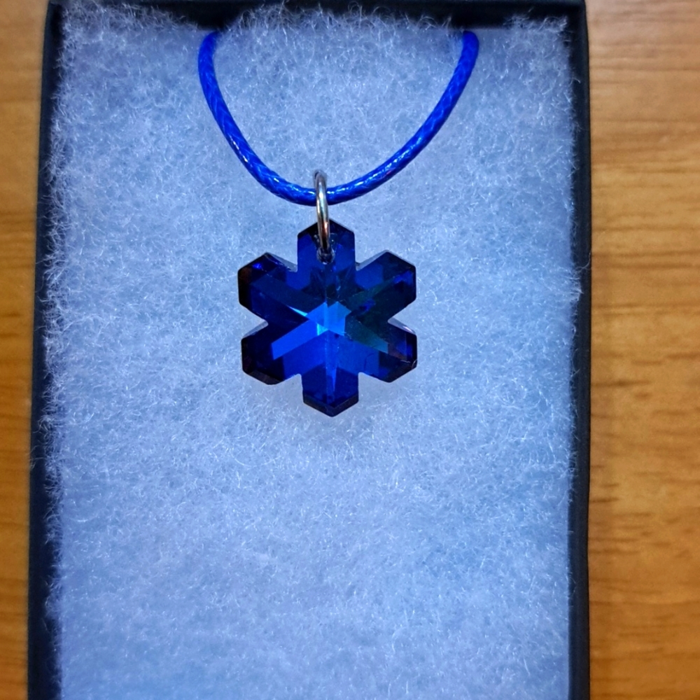 Oasis Blue Crystal Snowflake Necklace
